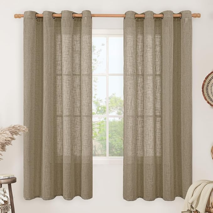 68 Inch Length Sheer Linen Curtains by LAMIT