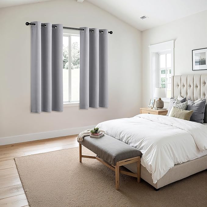 MIULEE Blackout Curtains for Bedroom 2 Panels 40 x 45 Inch Long Light Grey | - Image 6