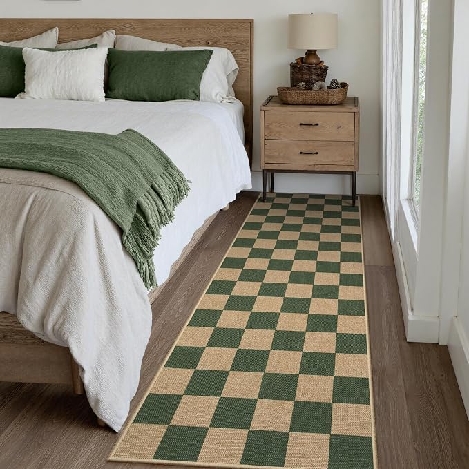 Lahome Checkered Easy Jute Kitchen Runner Rug, 2x8 Outdoor Rugs Washable | - Image 7