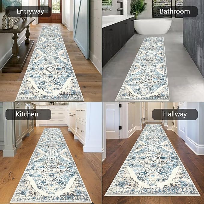 HEBE Hallway Runner Rug 2'8''x12', Washable Non Slip Kitchen Rug Runner | Soft - Image 5