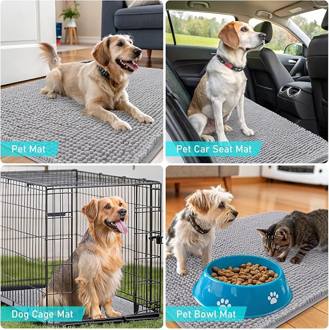 OLANLY Dog Door Mat for Muddy Paws 32x20, Super Absorbent Chenille Mud Mat | - Image 7