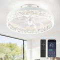 LEDIARY 15.7" Modern Ceiling Fans with Lights and Remote, Dimmable Low Profile Ceiling Fan, Flush Mount Ceiling Fan, Stepless Color Temperature Change and 6 Speeds - White