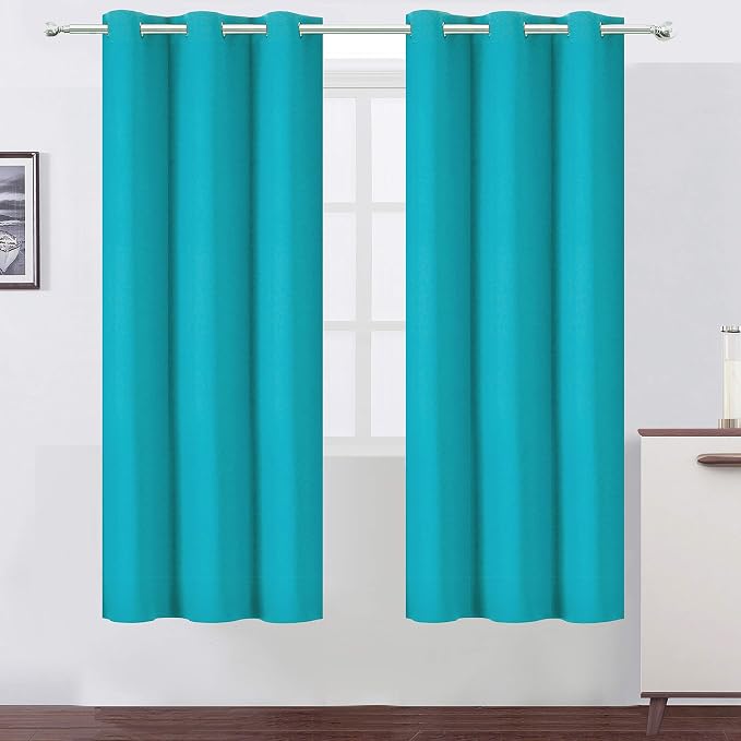 Teal Thermal Blackout Curtains/42 x 72 Inch/Set of 2 Panels Room Darkening by Lemomo