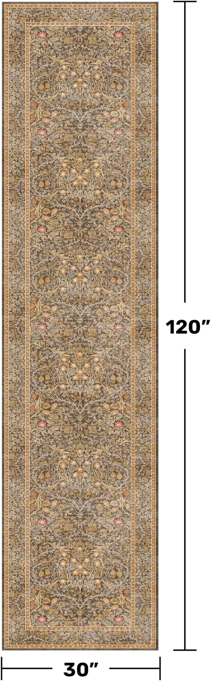 Brown 2'6" x 10' Hallway Runner Rug Non Slip - Image 2