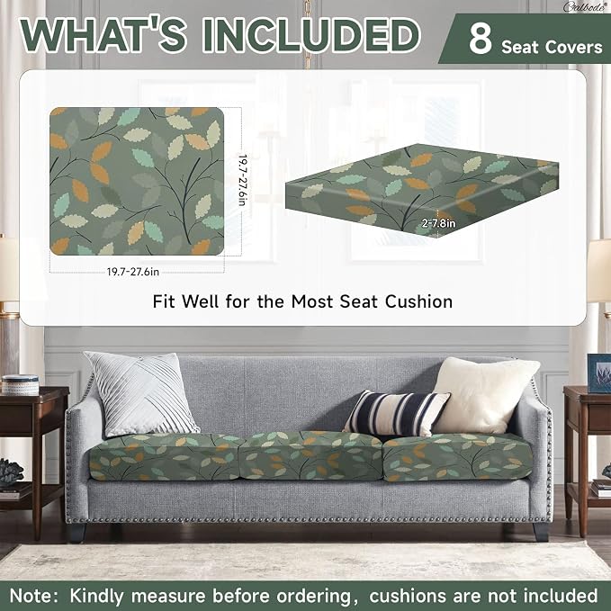 CALBODE 8Pcs Stretch Patio Cushion Cover - Image 2