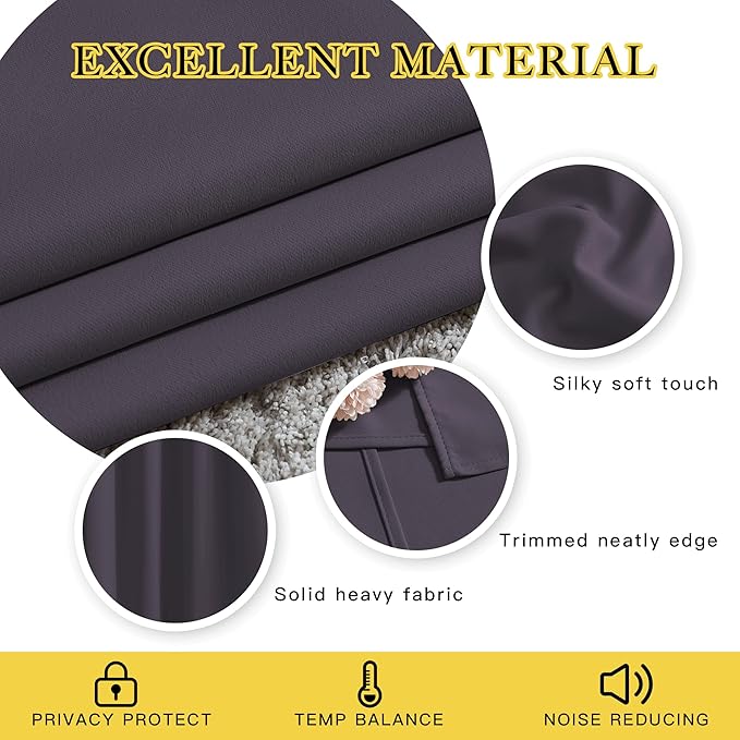 NICETOWN Greyish Purple Blackout Draperies Curtains - Image 3