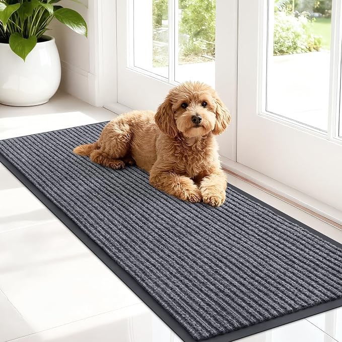 OLANLY Front Door Mat 47x17, Waterproof Heavy-Duty Indoor Outdoor Doormat | Grey by OLANLY
