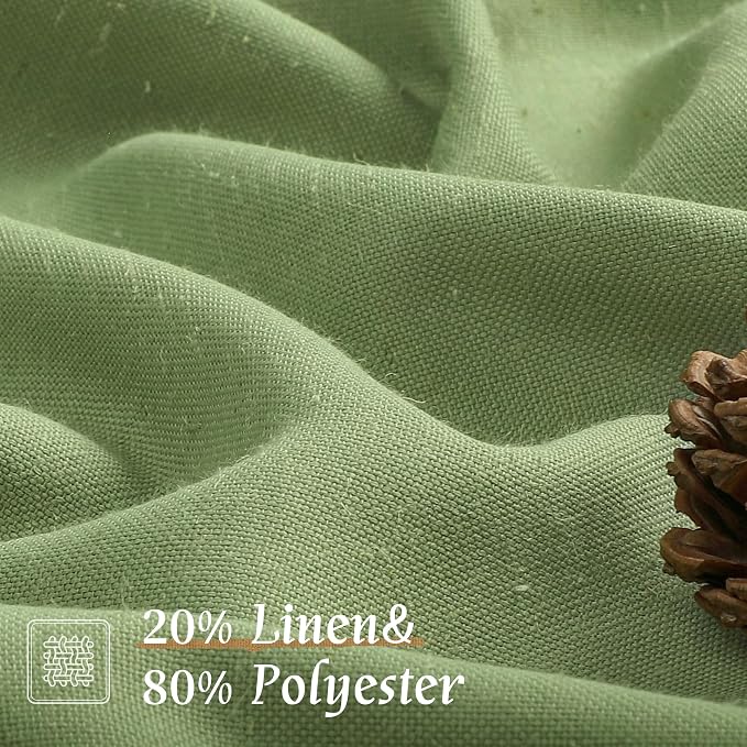 Sage Green Linen Curtains for Living Room 84 inch Length 2 Panels | Light - Image 2