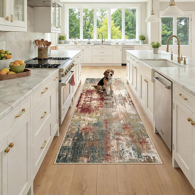 RELEANY Washable Runner 3'x7' Abstract Area Rug by RELEANY