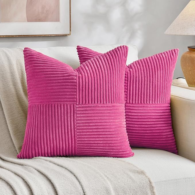Fancy Homi 2 Packs Hot Pink Samll Decorative Throw Pillow Covers 14x14 Inch by Fancy+Homi