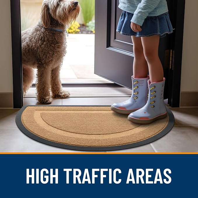 OLANLY Half Circle Front Door Mat Outside 29.5x17 All-Season Rubber Doormat | - Image 7