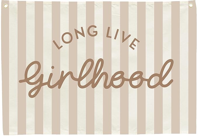 Girls Room Decor Long Live Girlhood Canvas Banner Hanging Flag Vintage Banner for Nursery Playroom Wall Decor for Kids Bedroom Dorm Toddler Decorations Trendy Room Decor Baithday Christmas Gift