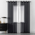 DUALIFE Black Sheer Curtains 84 Inches Length for Living Room Set of 2 Panels Grommet Window Drapes Semi Voile Modern Black Transparent Curtains for Bedroom 52x84 Inch Long