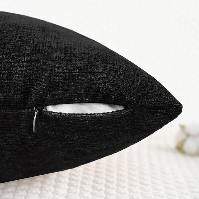 CaliTime Decorative Couch Throw Pillow Covers 26 X 26 Inches Black | Pack of 2 - Image 3