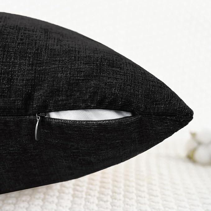 CaliTime Decorative Couch Throw Pillow Covers 18 X 18 Inches Black | Pack of 2 - Image 3