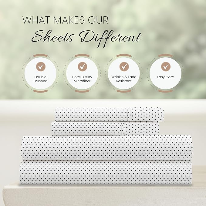 Linen Market 4 Piece King Sheet Set - Breathable, Double-Brushed Patterned Cooling Sheets – Oeko-TEX Certified Ultra Soft & Wrinkle-Free 16" Deep-Pocket King Sheets - Easy Care Stippled Gray
