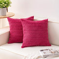 Pack of 2 Corduroy Decorative Throw Pillow Covers 18x18 Inch, Rose Red | Fall by Unknown