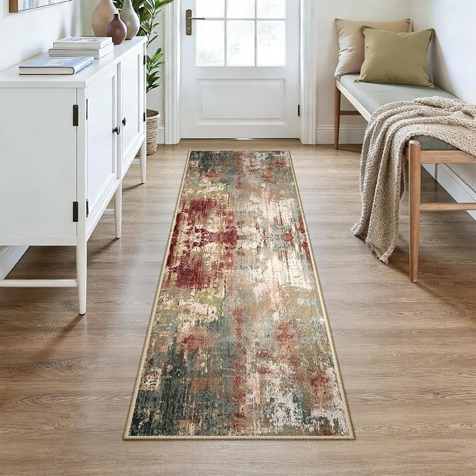 RELEANY Washable Runner 2'x7' Abstract Area Rug - Image 2