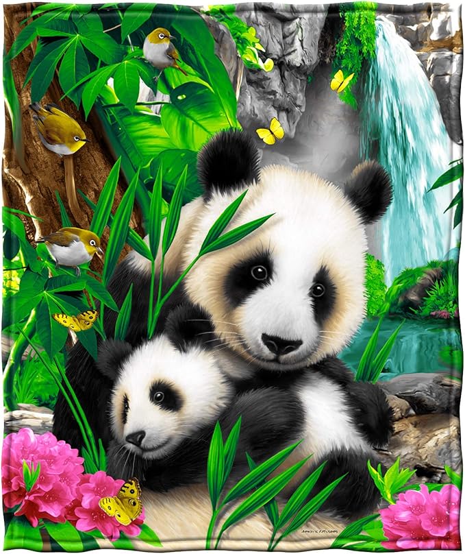Dawhud Direct Precious Pandas Fleece Blanket for Bed, 50" x 60" Panda Fleece Throw Blanket for Women, Men and Kids - Super Soft Plush Panda Blanket Throw