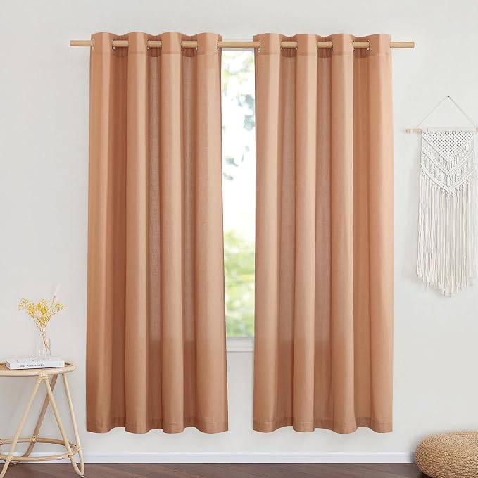 NICETOWN Thick Linen Burlap Terracotta Curtains, Privacy Curtains that Let by NICETOWN