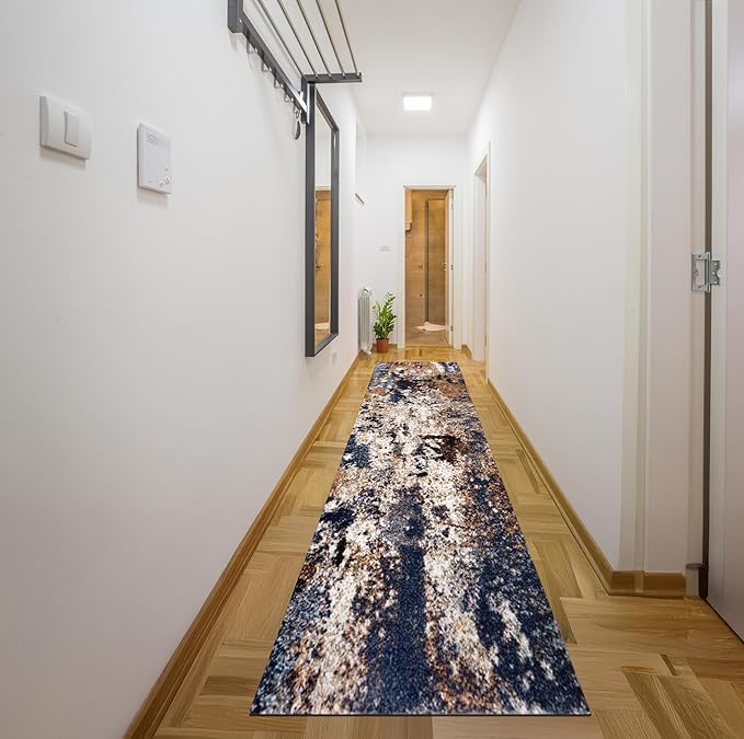 Keen Home Design Area Rugs - 2x18 Non-Shedding, Abstract Rugs for Kitchen, Living Room, Bedroom, Dining Room, Entryway - Size: 2'8" x 18', Multi