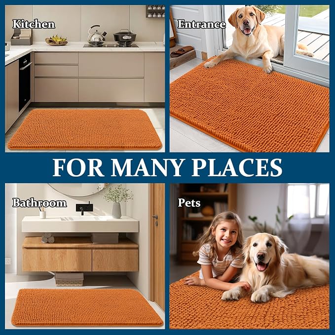 OLANLY Dog Door Mat for Muddy Paws 70x32, Super Absorbent Chenille Mud Mat | - Image 8