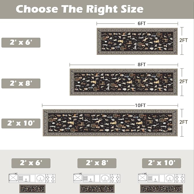 Black Floral Hallway Runner Rug 2x10 - Image 2