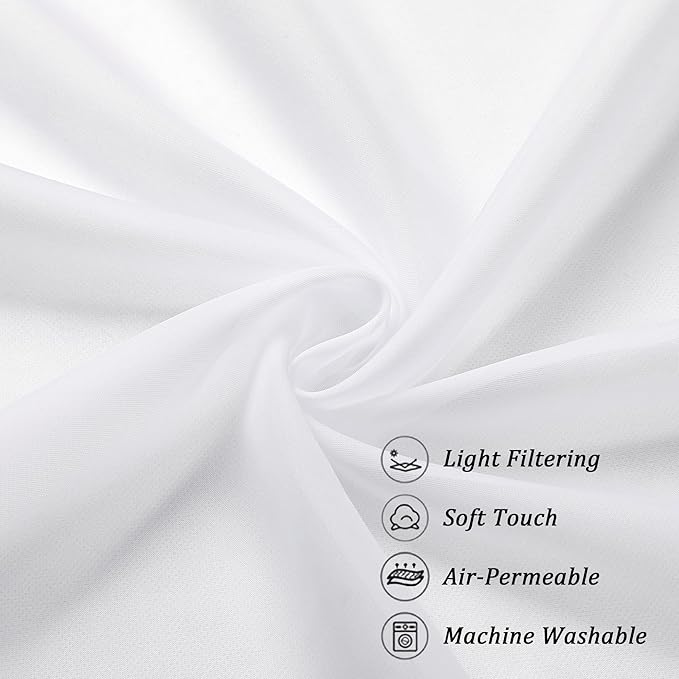 Chyhomenyc White Sheer Curtains 45 Inch Long 2 Panels, Short Voile Drapes - Image 7