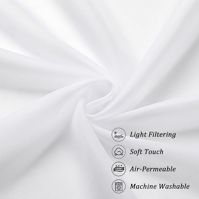 Chyhomenyc Sheer White Curtains 24 Inch Length Set | Small Window Curtains - Image 6
