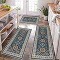 HEBE Boho Kitchen Rugs Set of 3, Non Slip Washable Kitchen Mats by HEBE