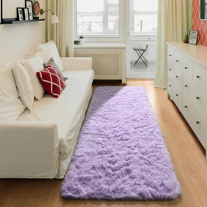 Light Purple Runner Rugs for Girls Bedroom Living Room, Fluffy 2x6 Area Rug | - Image 5