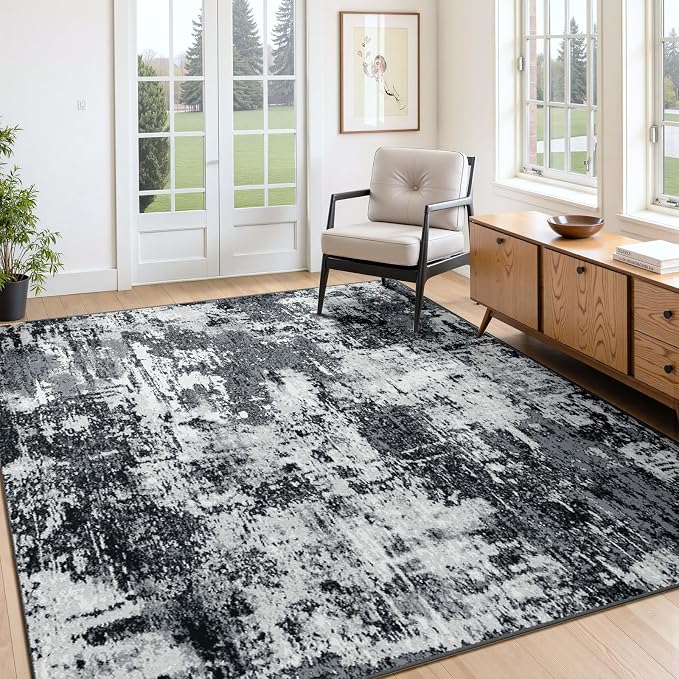 RELEANY Washable 4'x5' Abstract Area Rug by RELEANY