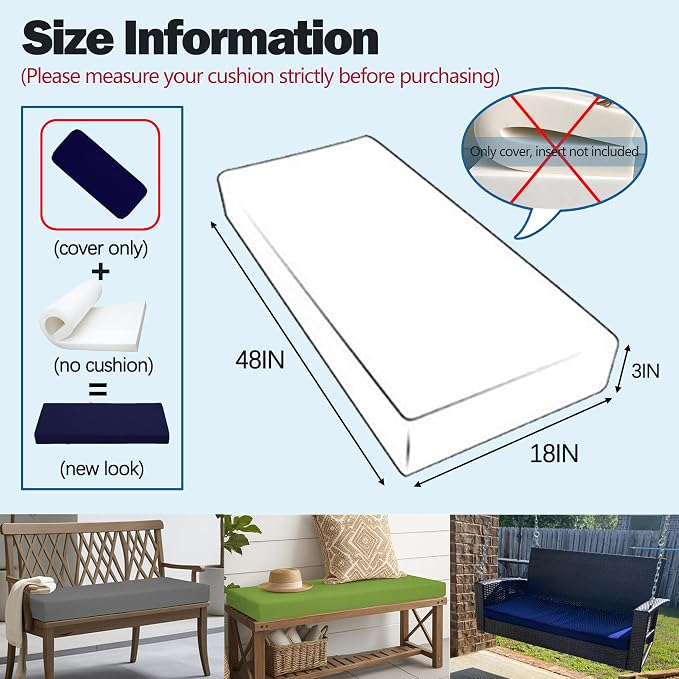 Patio Bench/Swing Cushion Cover, Patio Cushion Seat Slicovers - Image 2