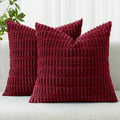 MIULEE Corduroy Decorative Throw Pillow Covers 20x20 Burgundy Pack of 2 | Soft by MIULEE