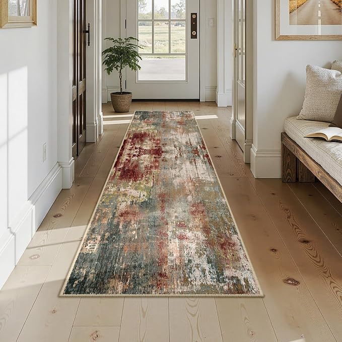 RELEANY Washable Runner 2'x9' Abstract Area Rug - Image 7