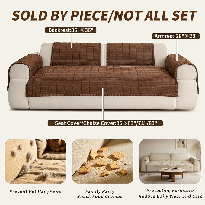 Velvet Couch Covers for Sectional Sofa Washable, Non-Slip L Shaped Sectional - Image 5