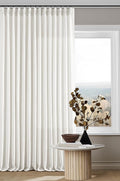 Beige White Pinch Pleated Linen Curtains 98 Inches Long 2 Panels | Light by Twodrapes