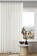 Beige White Pinch Pleated Linen Curtains 126 Inches Long 2 Panels | 400GSM by Twodrapes