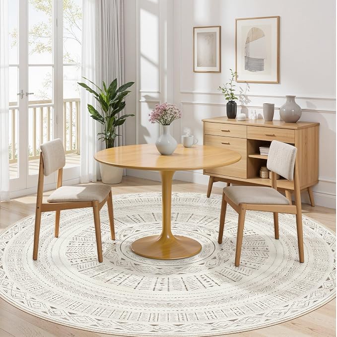 cotiled 8x8 Round Rug 8ft Circle Living Room Boho Area Rugs | Washable Foldable - Image 4