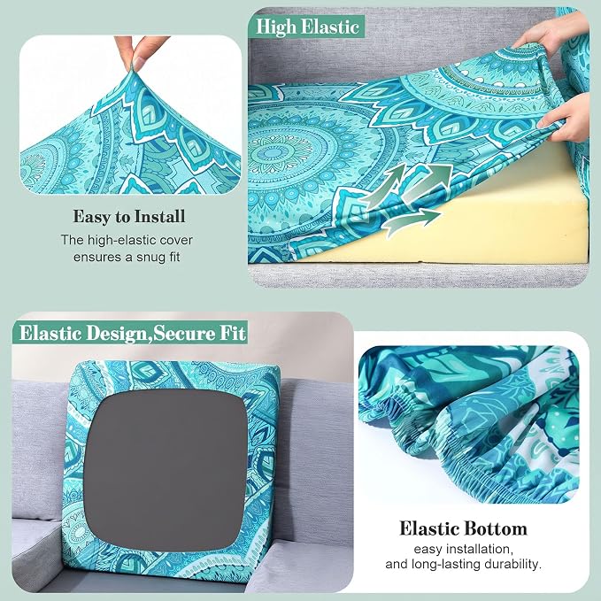 8Pcs Patio Cushion Covers Stretch Outdoor Furniture Protector Slipcovers | - Image 4
