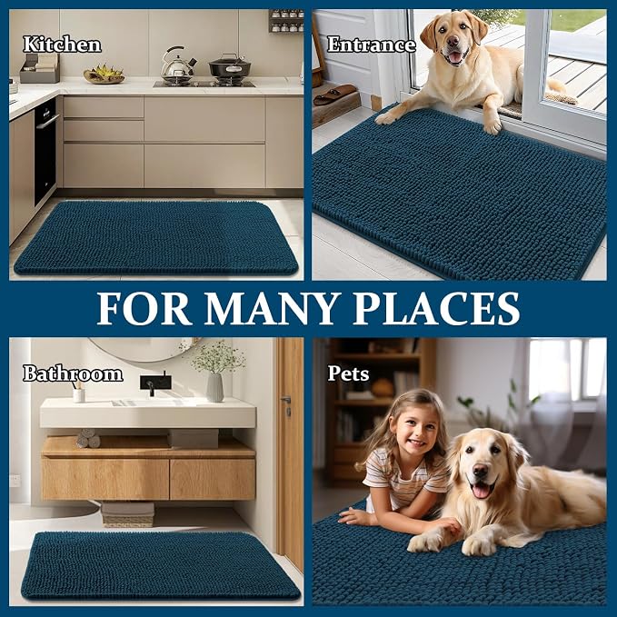 OLANLY Dog Door Mat for Muddy Paws 44x24, Super Absorbent Chenille Mud Mat | - Image 8