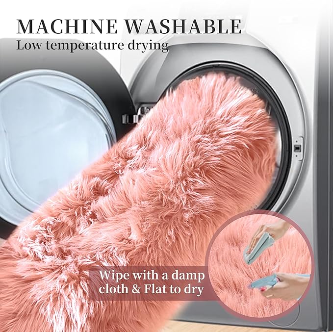 ORINOVA Pink Shag Washable 5x7 Area Rugs - Image 5