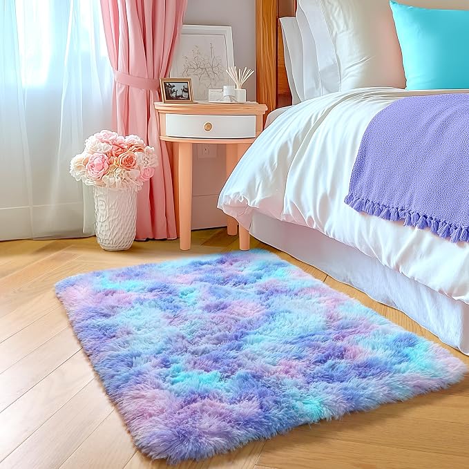 Amdrebio Purple Rainbow Mermaid Small Mini Cute Rug 2x3 - Image 4