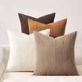 Topfinel 20 by 20 Pillow Covers Set of 4 Rustic Modern Soft Corduroy Striped by Topfinel