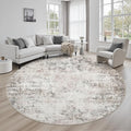 Round Area Rug Living Room: 8 ft Modern Washable Carpet Brown | by FXRHLP