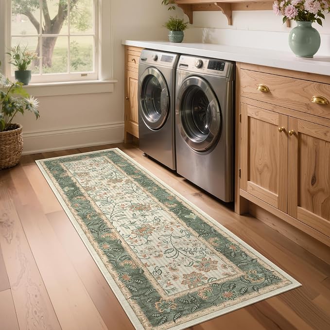 GarveeHome 2x6 Washable Runner Rug Sage Green Non Slip Kitchen Runner | Hallway - Image 8