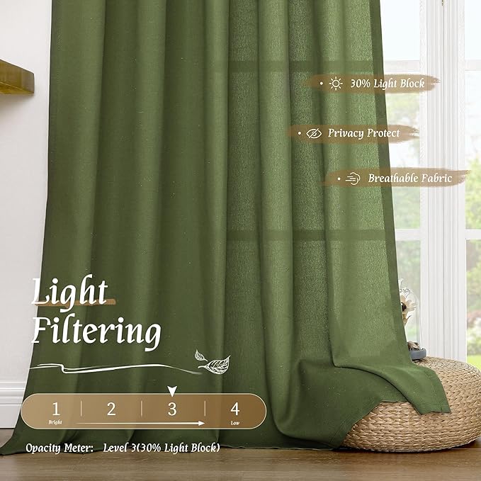 Light Filtering Linen Curtains 84 inch - Image 4