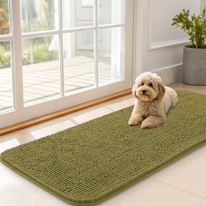 OLANLY Dog Door Mat for Muddy Paws 47x20, Super Absorbent Chenille Mud Mat | by OLANLY
