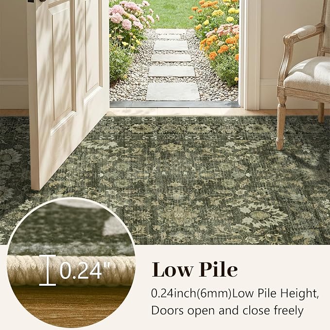 5x7 Ft Area Rugs for Living Room, Soft Non-Slip Machine Washable Rug, Vintage - Image 8
