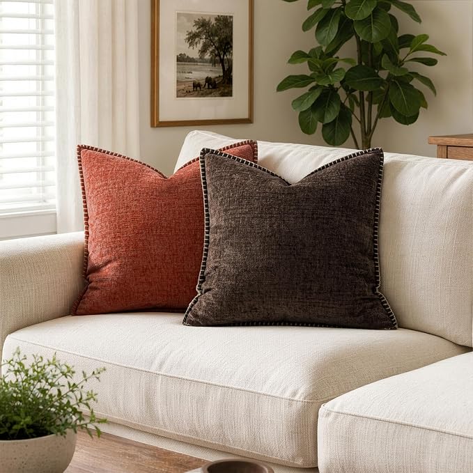 MIULEE Decorative Couch Throw Pillow Covers 18x18 Inch Dark Brown 2 Pack | - Image 4